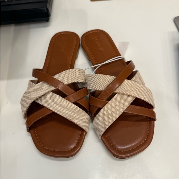 J.Crew Factory Mixed crisscross slide sandals Size 8 - Picture 4 of 9